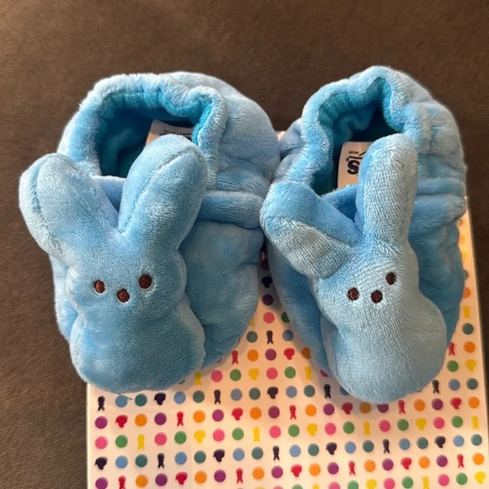 Blue Peeps Easter Infant Baby 3 Piece Set - Hat Bib & Bunny Booties NEW